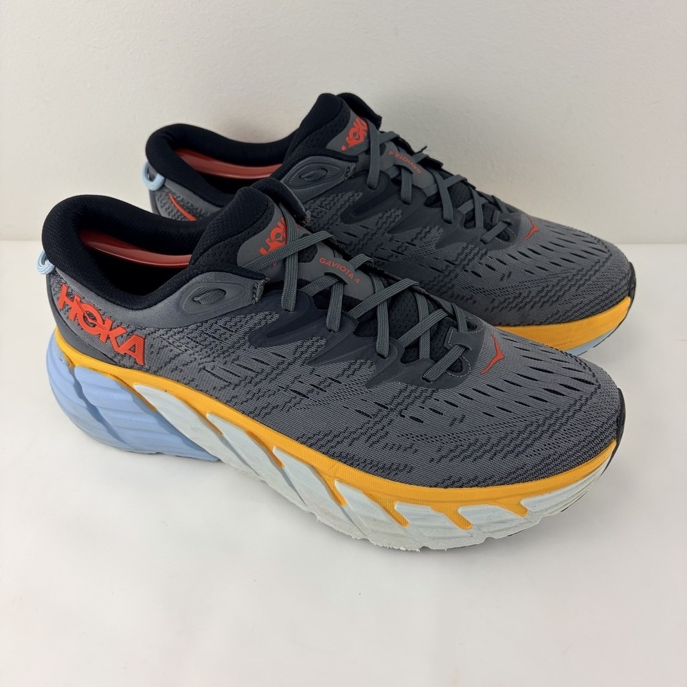 Hoka Gaviota 4 Gray Orange Men's Running Shoes Size 11.5 D Athletic